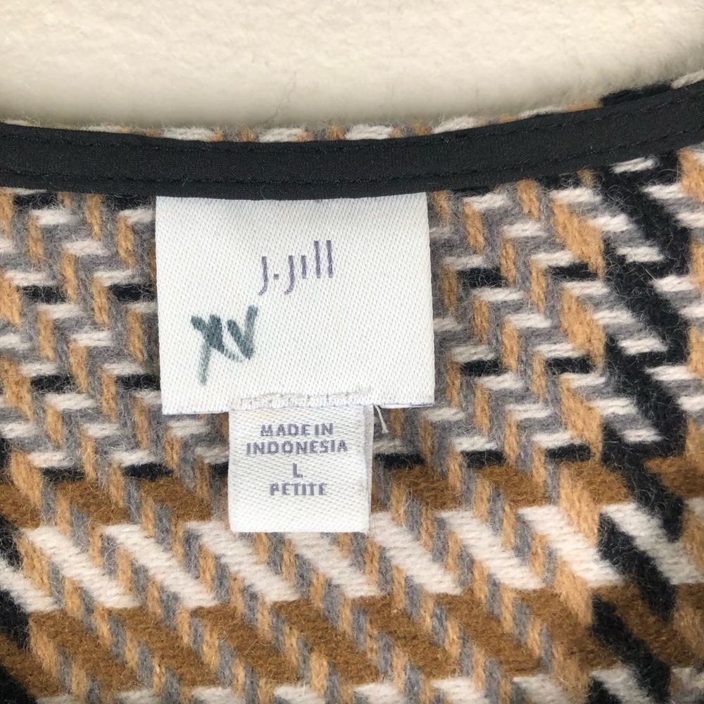 J. Jill Glen Plaid Snap Front Pebble Wool Blend Jacket Coat Size Petite Large - Picture 5 of 8